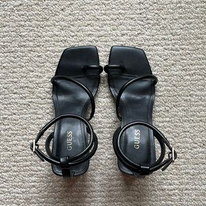 Black strappy block heels